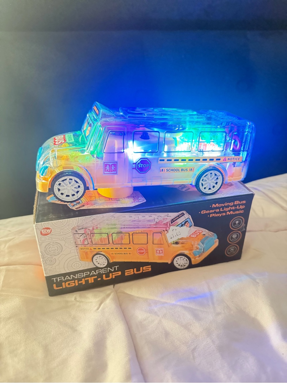 Transparent Light-Up School Bus Toy - Multicolor